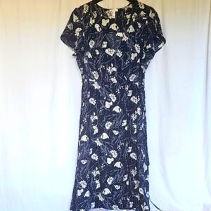 Leith, Blue and White Floral Midi Dress